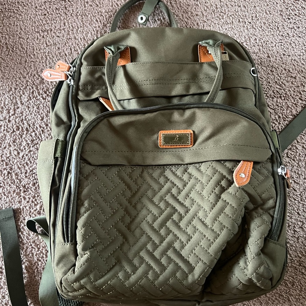 Olive Green Quilted diaper bag